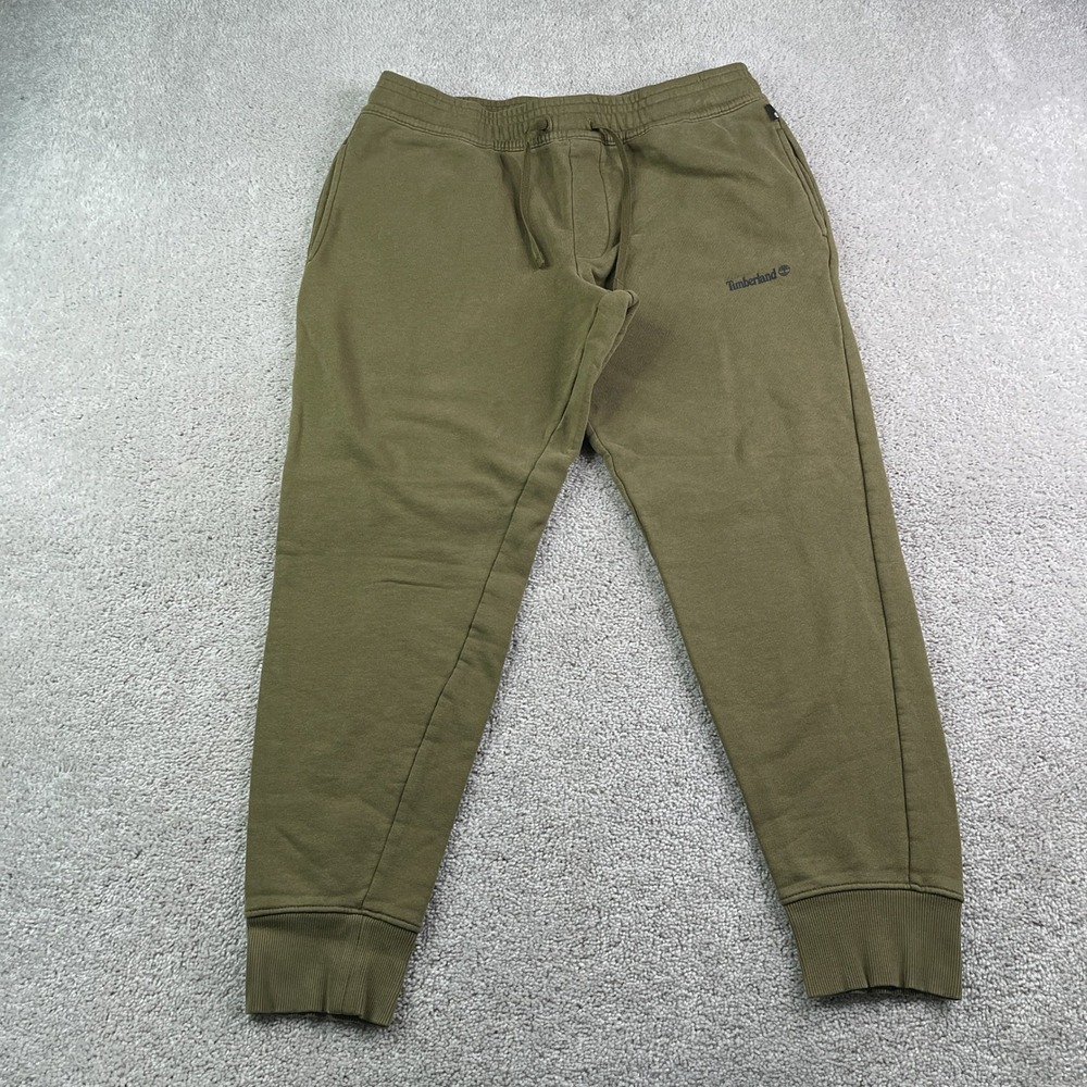 Timberland Joggers Mens Large Green Fleece Sweatpants Active Lounge Gym Running